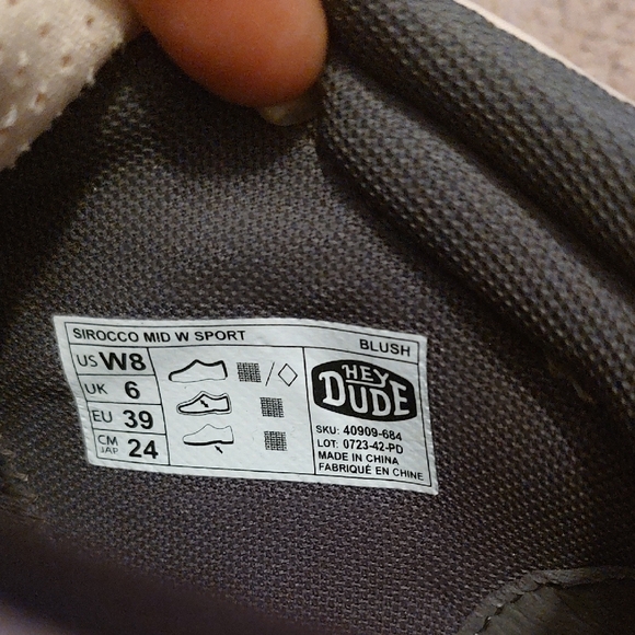 Hey Dude Light Pink and Brown High-Top Sneakers - Picture 7 of 7